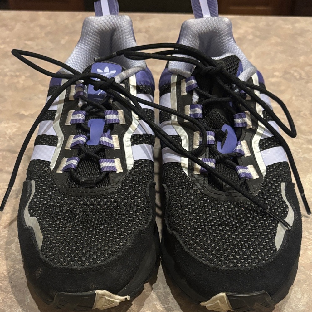 Adidas Women's Black and Lavender Sneakers